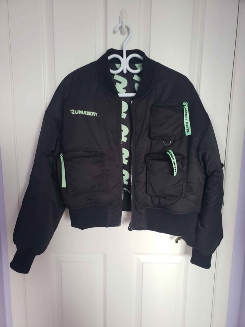 Runaway Motel by Parris Goebel Reversible Black & Mint Bomber